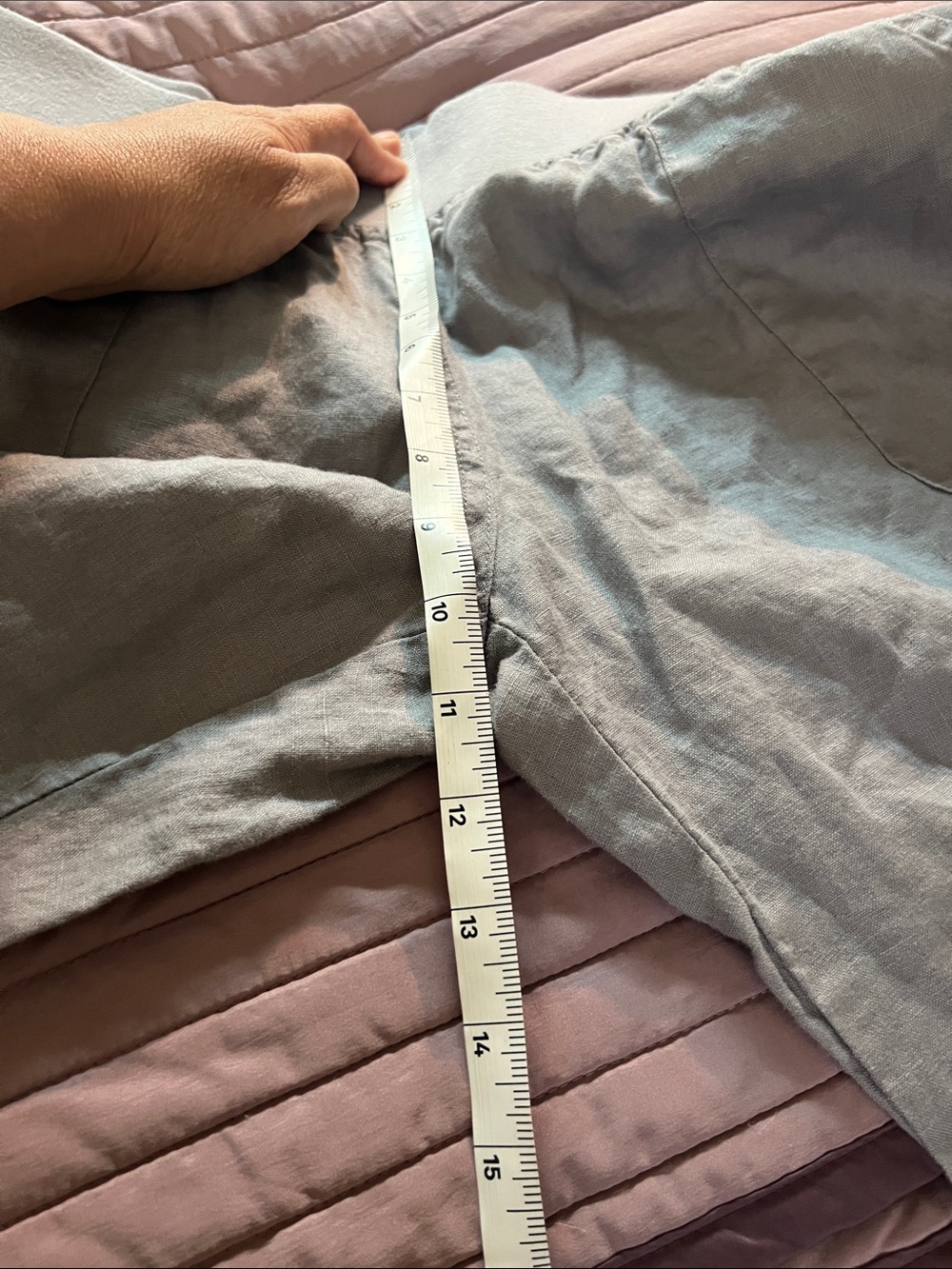 Allen Allen Light Gray Elastic-Waist Linen Chinos size Large - Picture 8 of 11